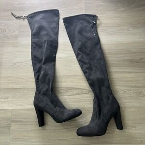 Sam Edelman Boots Women's 9 M Kent Over the Knee Stretch Dark Grey Gray Suede